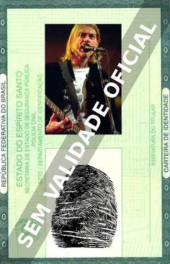 Imagem hipotética representando a carteira de identidade de Kurt Cobain