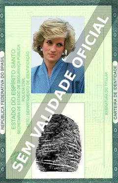 Imagem hipotética representando a carteira de identidade de Lady Di (Princesa Diana)