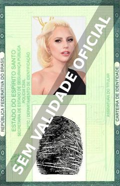Imagem hipotética representando a carteira de identidade de Lady Gaga