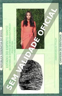 Imagem hipotética representando a carteira de identidade de Laura Harrier