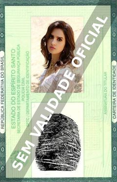 Imagem hipotética representando a carteira de identidade de Laura Marano