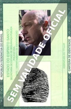 Imagem hipotética representando a carteira de identidade de Laurent Fabius
