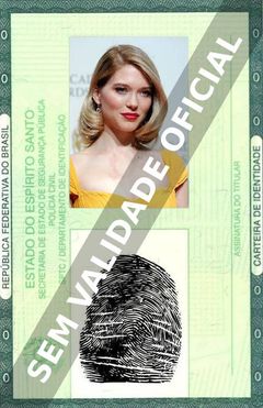 Imagem hipotética representando a carteira de identidade de Léa Seydoux