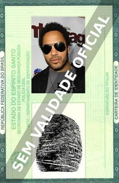 Imagem hipotética representando a carteira de identidade de Lenny Kravitz