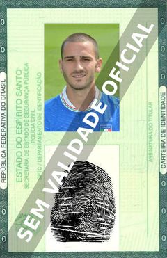 Imagem hipotética representando a carteira de identidade de Leonardo Bonucci