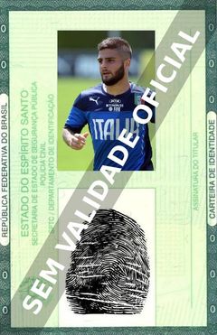 Imagem hipotética representando a carteira de identidade de Lorenzo Insigne