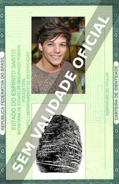 Imagem hipotética representando a carteira de identidade de Louis Tomlinson