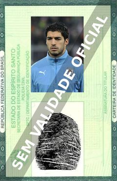 Imagem hipotética representando a carteira de identidade de Luis Suarez