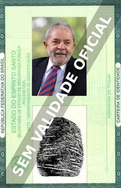 Imagem hipotética representando a carteira de identidade de Luiz Inácio "Lula" da Silva