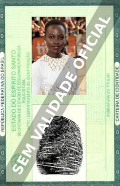 Imagem hipotética representando a carteira de identidade de Lupita Nyong'o
