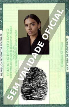 Imagem hipotética representando a carteira de identidade de Madeleine Madden