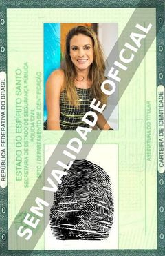 Imagem hipotética representando a carteira de identidade de Maíra Charken