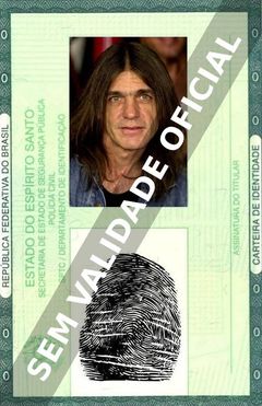 Imagem hipotética representando a carteira de identidade de Malcolm Young
