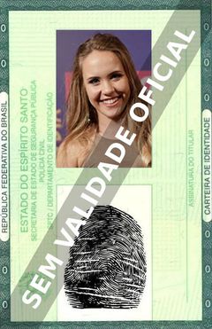 Imagem hipotética representando a carteira de identidade de Malu Pizzatto