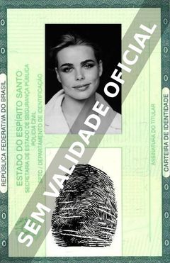 Imagem hipotética representando a carteira de identidade de Margaux Hemingway