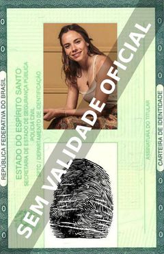 Imagem hipotética representando a carteira de identidade de María Gracia Omegna
