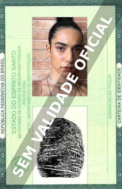 Imagem hipotética representando a carteira de identidade de Marina Sena