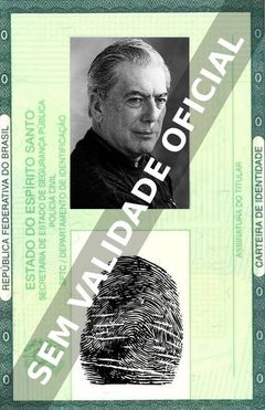 Imagem hipotética representando a carteira de identidade de Mario Vargas Llosa