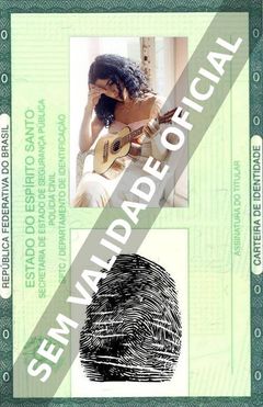 Imagem hipotética representando a carteira de identidade de Marisa Monte