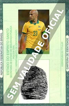 Imagem hipotética representando a carteira de identidade de Mark Bresciano