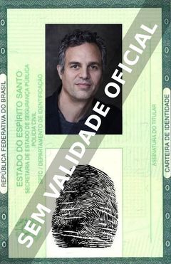 Imagem hipotética representando a carteira de identidade de Mark Ruffalo