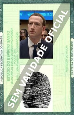 Imagem hipotética representando a carteira de identidade de Mark Zuckerberg