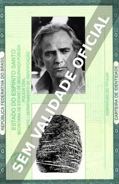 Imagem hipotética representando a carteira de identidade de Marlon Brando
