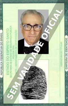 Imagem hipotética representando a carteira de identidade de Martin Scorsese