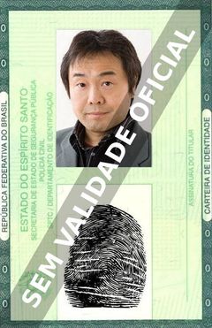 Imagem hipotética representando a carteira de identidade de Masami Kikuchi