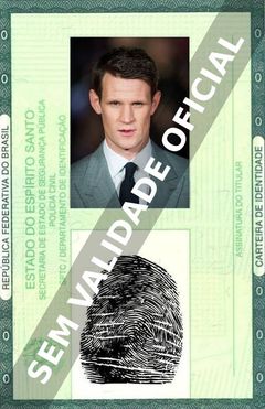 Imagem hipotética representando a carteira de identidade de Matt Smith