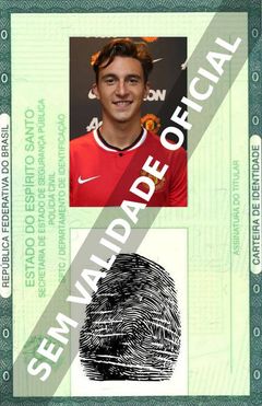 Imagem hipotética representando a carteira de identidade de Matteo Darmian