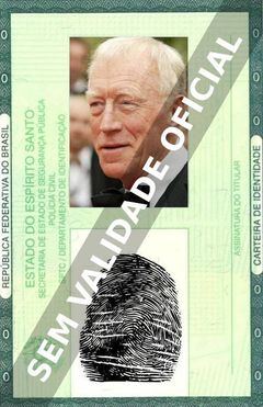 Imagem hipotética representando a carteira de identidade de Max von Sydow