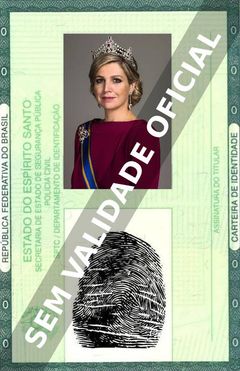 Imagem hipotética representando a carteira de identidade de Máxima Zorreguieta