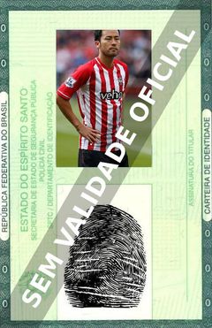 Imagem hipotética representando a carteira de identidade de Maya Yoshida