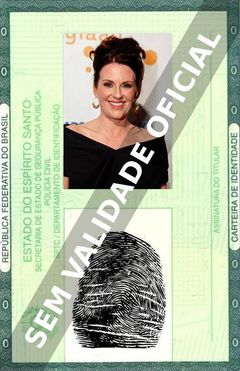 Imagem hipotética representando a carteira de identidade de Megan Mullally