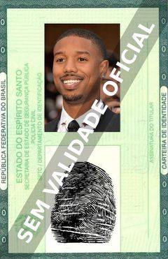 Imagem hipotética representando a carteira de identidade de Michael B. Jordan