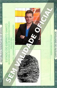 Imagem hipotética representando a carteira de identidade de Michael Bublé