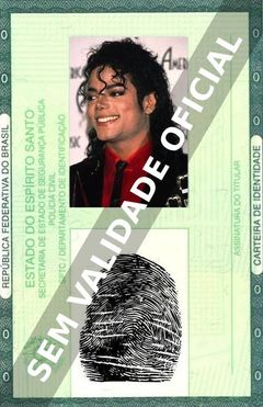 Imagem hipotética representando a carteira de identidade de Michael Jackson
