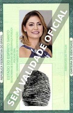 Imagem hipotética representando a carteira de identidade de Michelle Bolsonaro