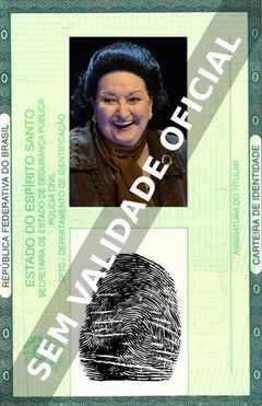 Imagem hipotética representando a carteira de identidade de Montserrat Caballé