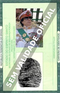 Imagem hipotética representando a carteira de identidade de Muammar Gaddafi