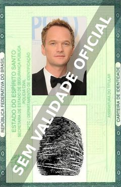Imagem hipotética representando a carteira de identidade de Neil Patrick Harris