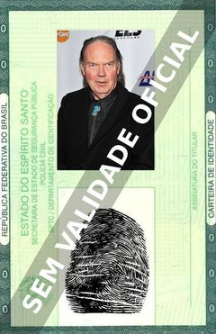 Imagem hipotética representando a carteira de identidade de Neil Young
