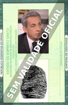 Imagem hipotética representando a carteira de identidade de Nicolas Sarkozy