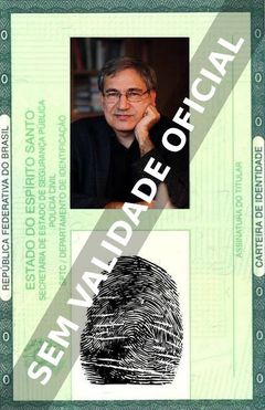 Imagem hipotética representando a carteira de identidade de Orhan Pamuk
