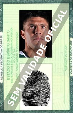 Imagem hipotética representando a carteira de identidade de Oribe Peralta