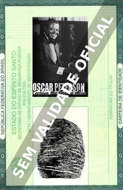 Imagem hipotética representando a carteira de identidade de Oscar Peterson