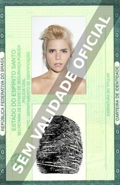 Imagem hipotética representando a carteira de identidade de Paloma Faith