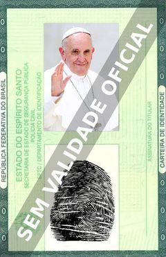 Imagem hipotética representando a carteira de identidade de Papa Francisco