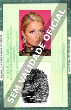 Imagem hipotética representando a carteira de identidade de Paris Hilton